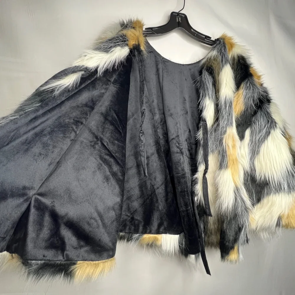 Nicole Miller Faux Fur Christmas Tree Skirt Cape Multicolor‎ Calico Holiday